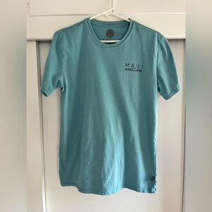 Maui T-Shirt Men's Medium Short Sleeve Blue Cotton Blend Stained Adults M